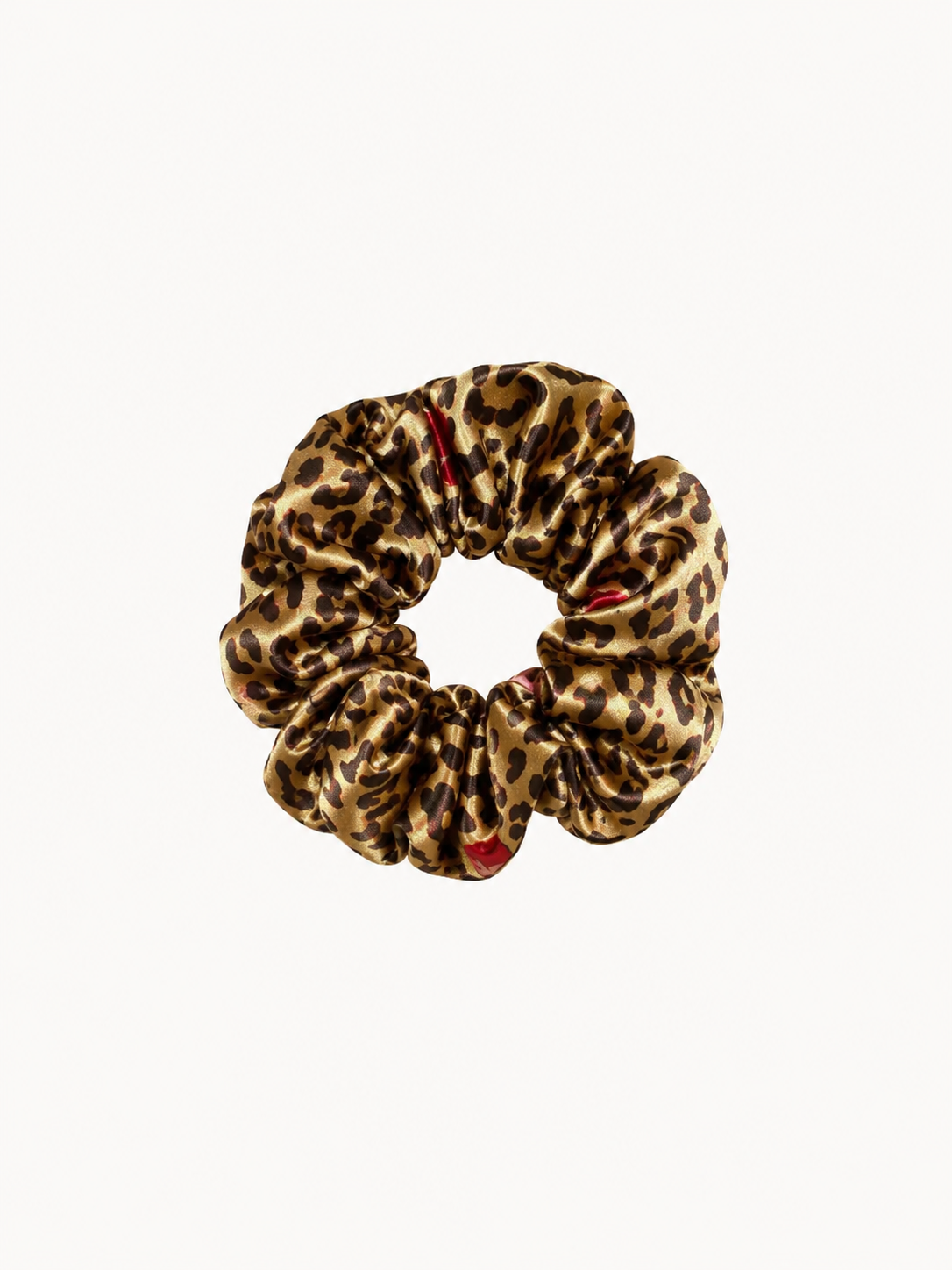 Golden Leopard Print Classic 22 Momme Mulberry Silk Scrunchie