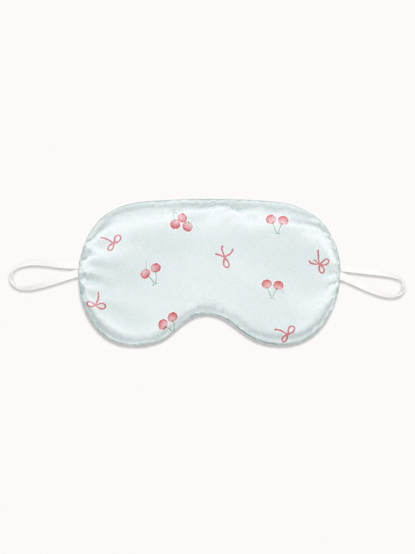 Mint Cherry & Bow 22 Momme Mulberry Silk Sleep Mask