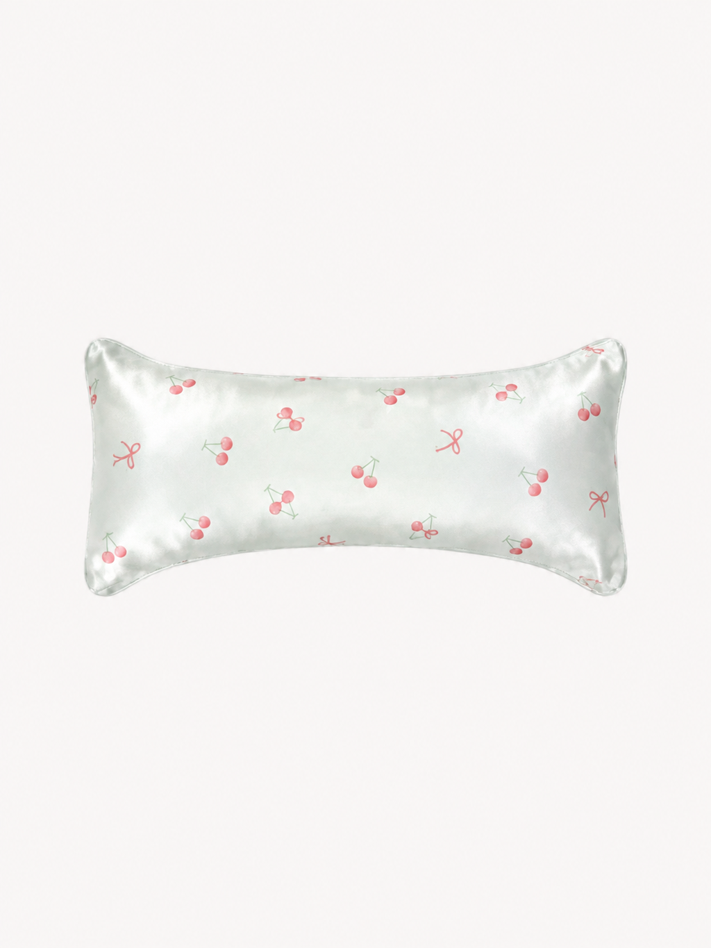 Mint Cherry & Bow 22 Momme Mulberry Silk Neck Pillow