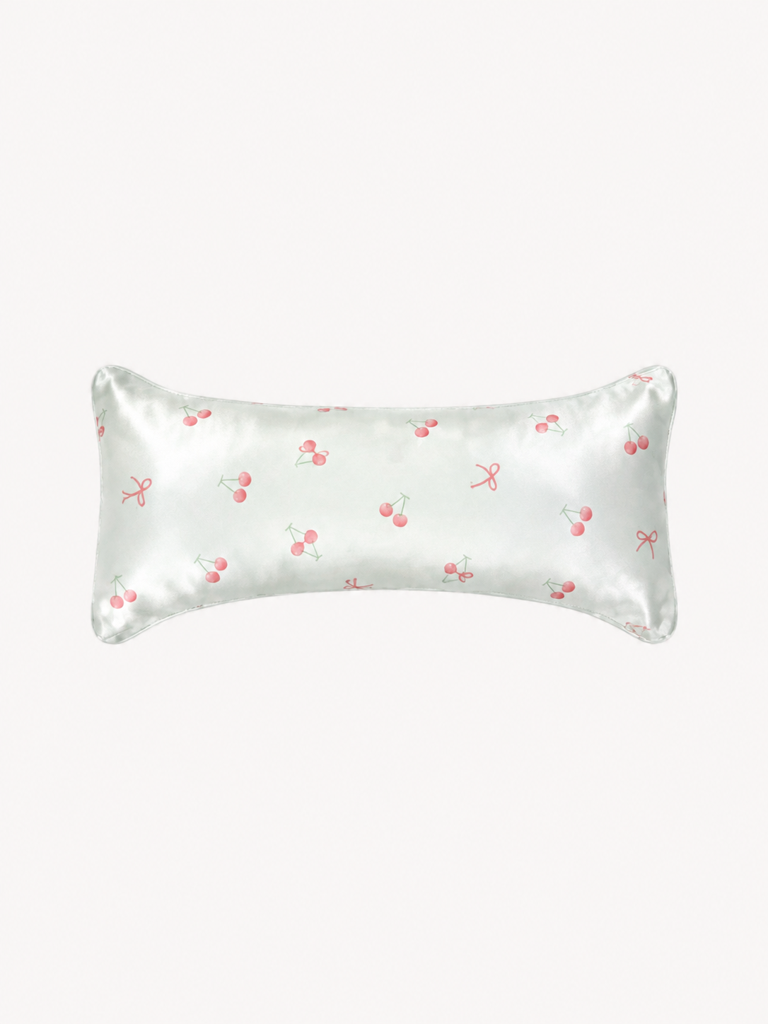 Mint Cherry & Bow 22 Momme Mulberry Silk Neck Pillow