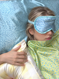 Blue Leopard Print Ruffled 22 Momme Mulberry Silk Sleep Mask