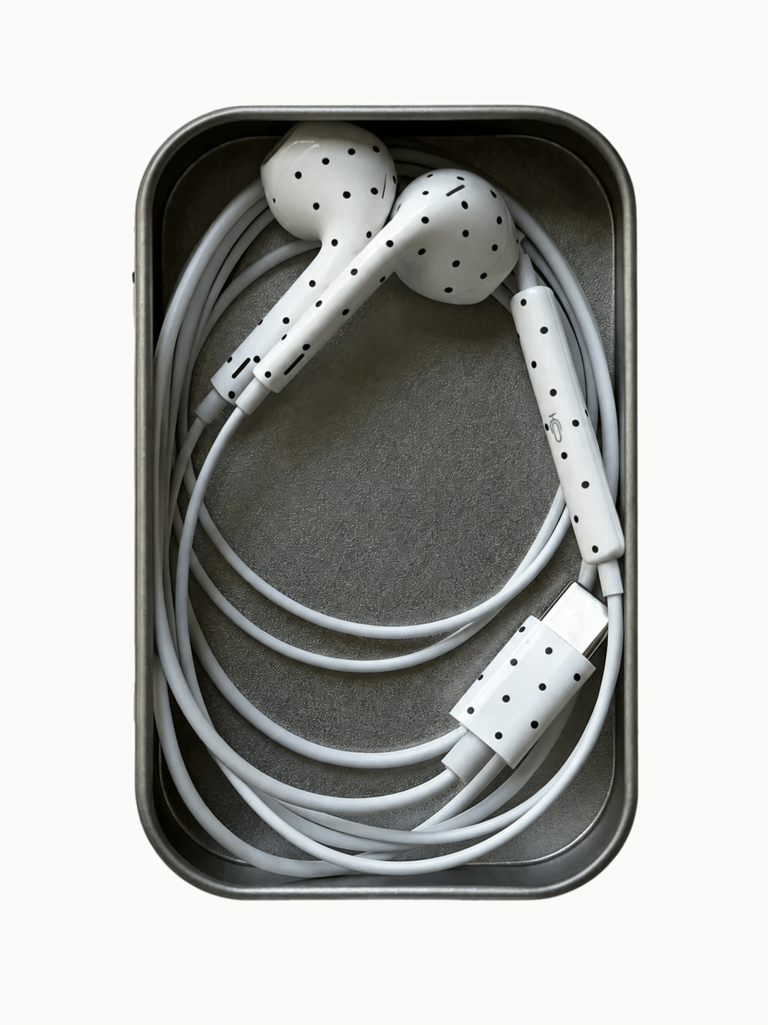 White Polka Dot Wired Earphones Type-C