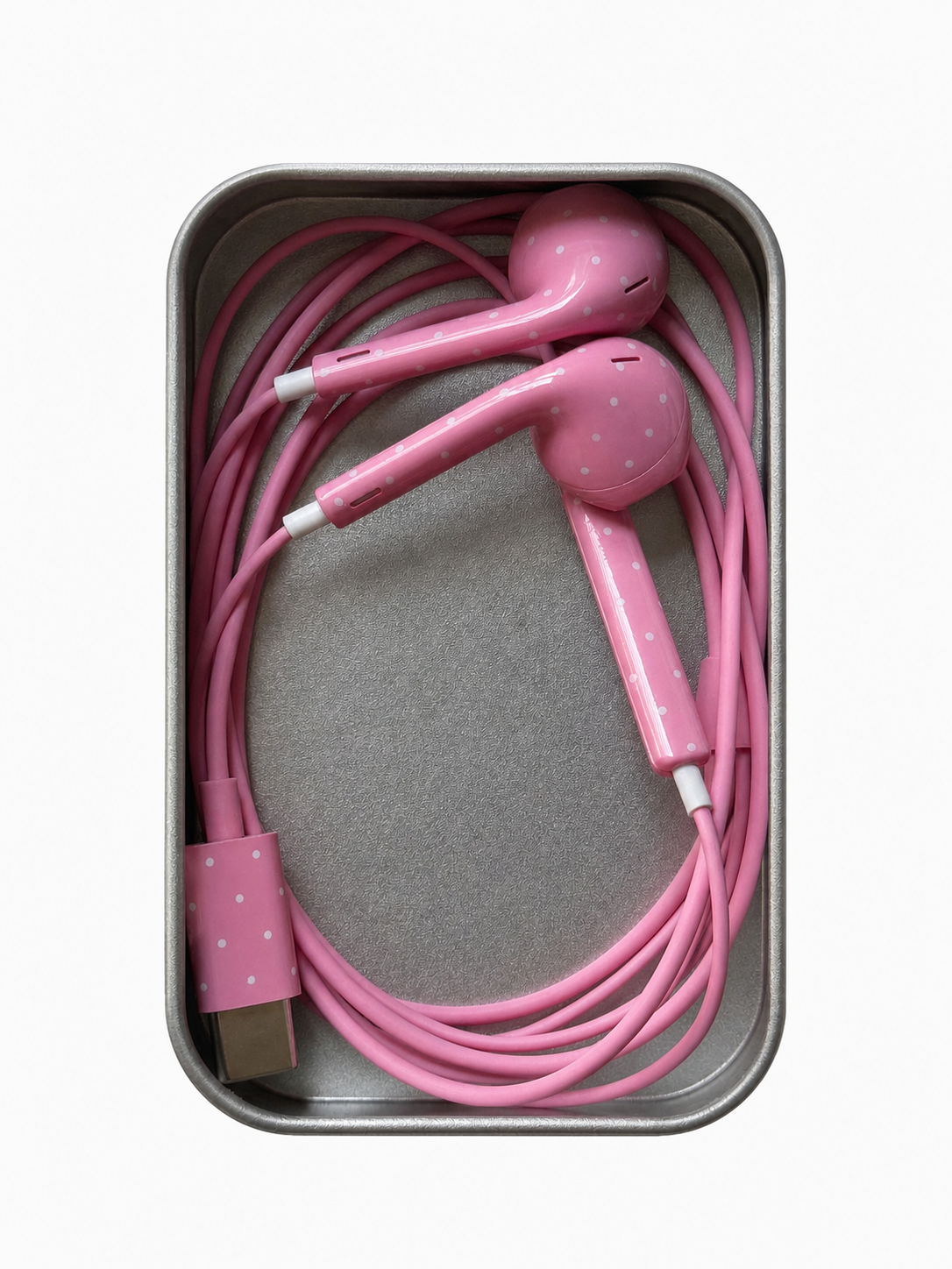 Pink Polka Dot Wired Earphones Type-C
