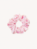 Pink Rose Print Classic 22 Momme Mulberry Silk Scrunchie
