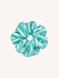 Aqua Oversized 22 Momme Mulberry Silk Scrunchie