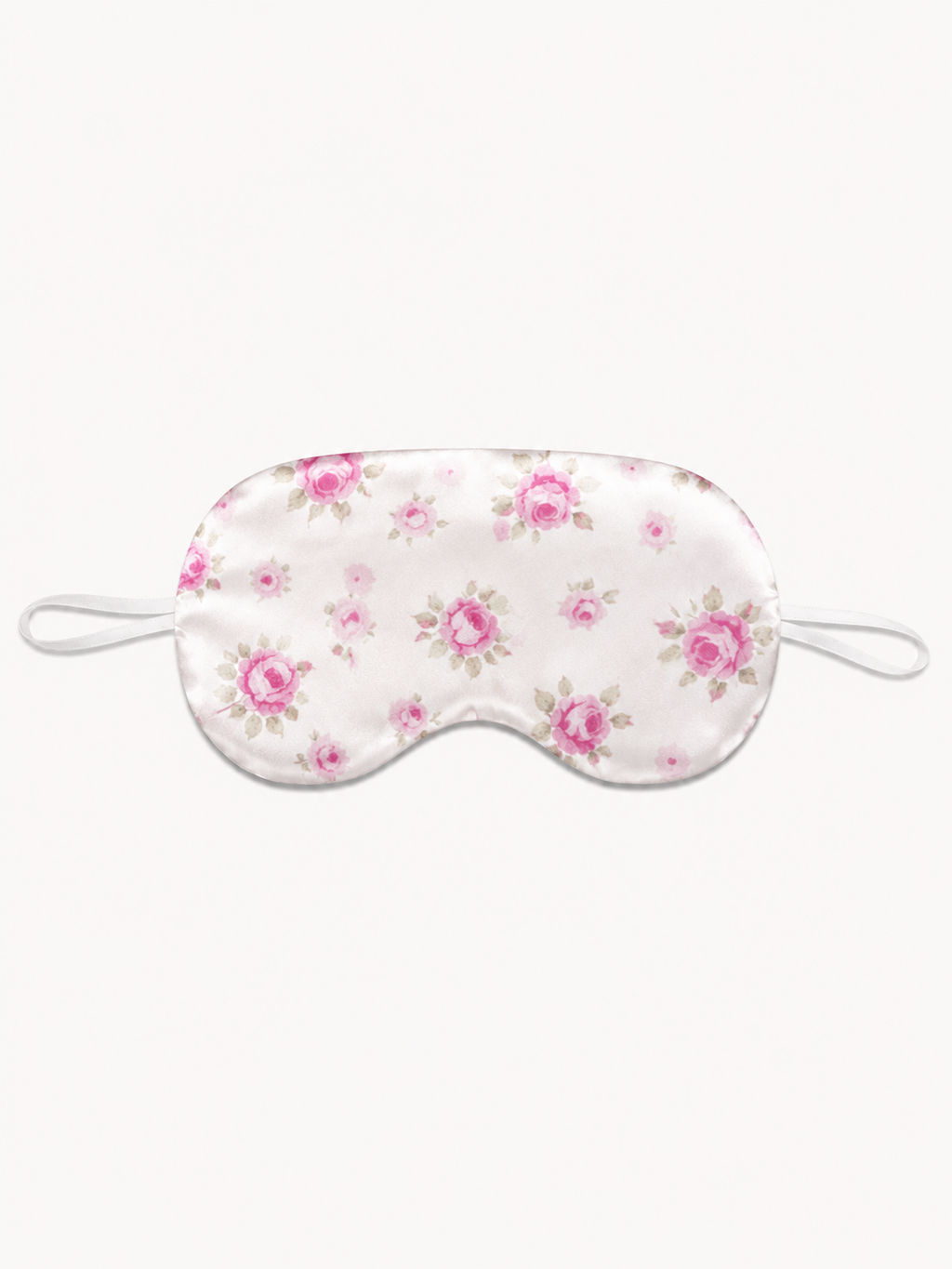 Ivory Pink Rose Print 22 Momme Mulberry Silk Sleep Mask