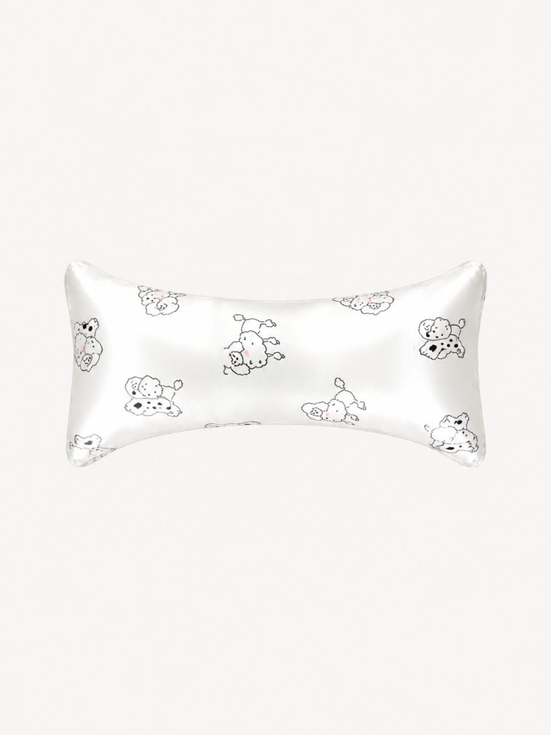 Ivory Puppy Print 22 Momme Mulberry Silk Neck Pillow