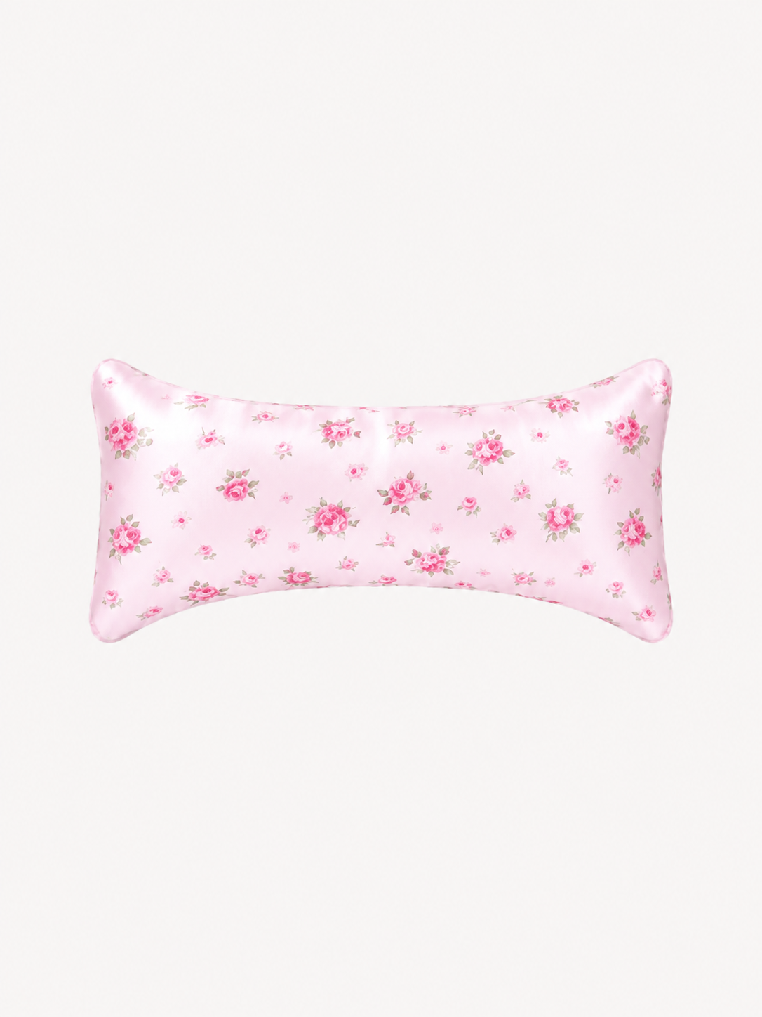 Blush Pink Rose Print 22 Momme Mulberry Silk Neck Pillow