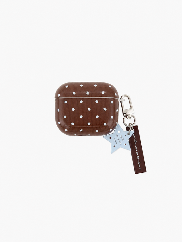 Star & Polka Dot AirPods Case with Charm - Dark Brown