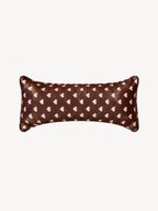 Chocolate Brown Heart Print 22 Momme Mulberry Silk Neck Pillow