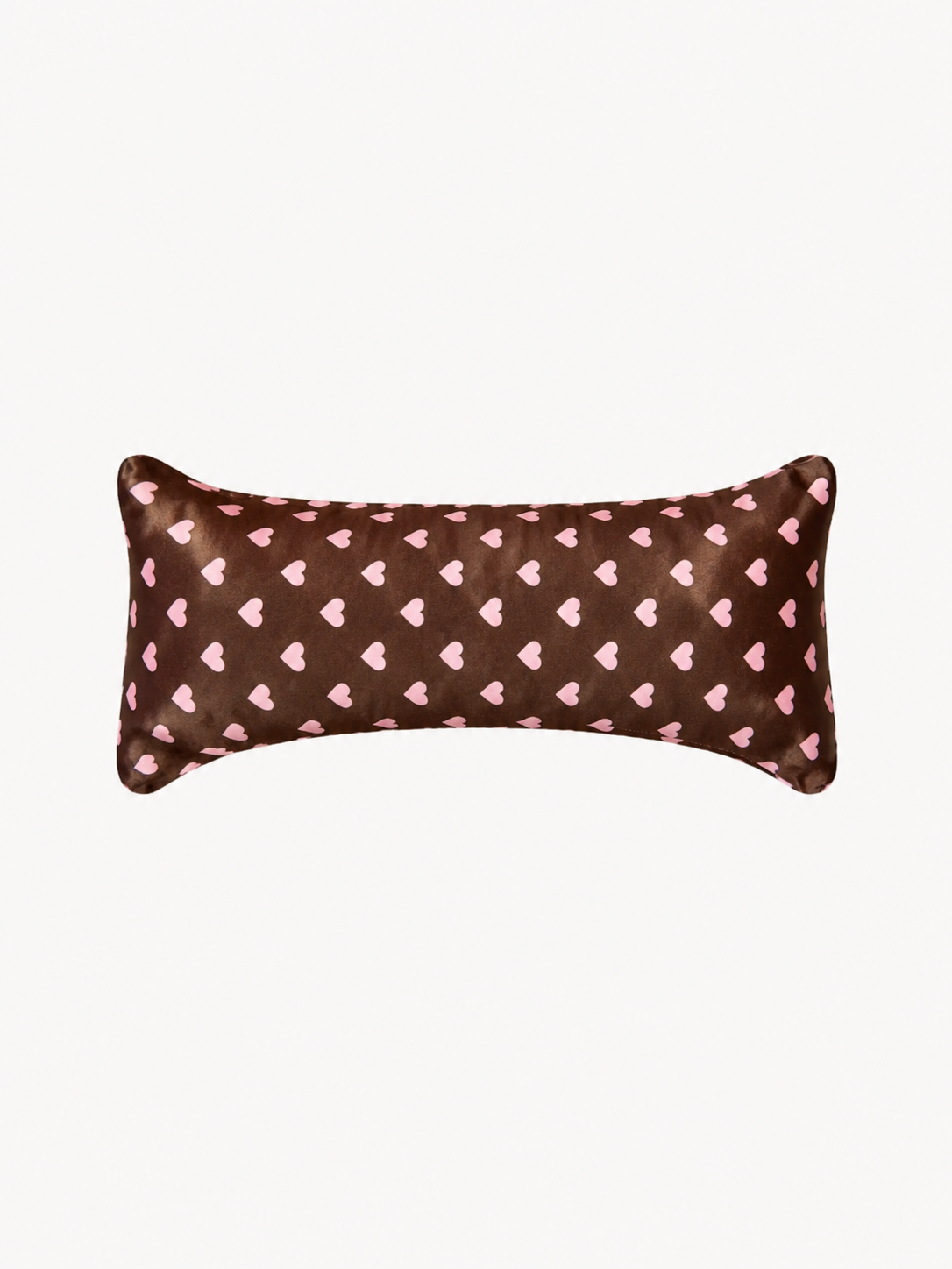 Chocolate Brown Heart Print 22 Momme Mulberry Silk Neck Pillow