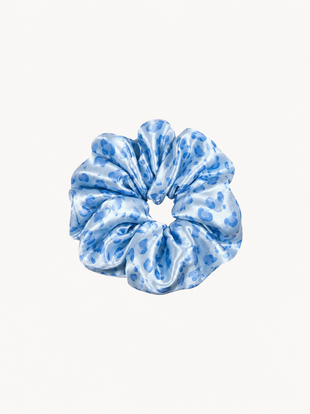 Blue Leopard Print Oversized 22 Momme Mulberry Silk Scrunchie
