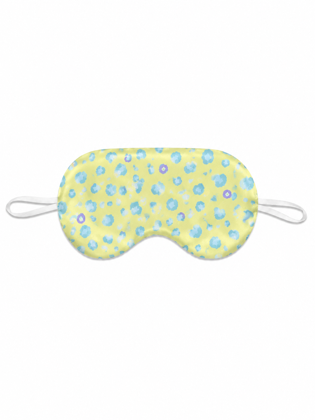 Butter Yellow Blue Floral 22 Momme Mulberry Silk Sleep Mask