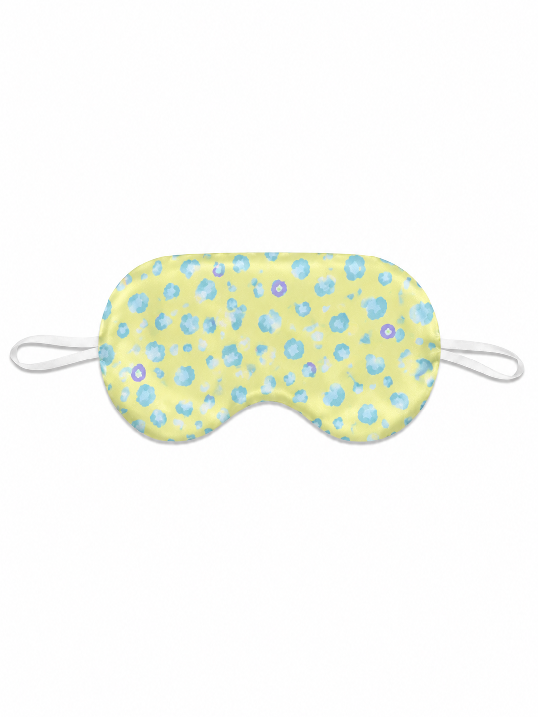 Butter Yellow Blue Floral 22 Momme Mulberry Silk Sleep Mask