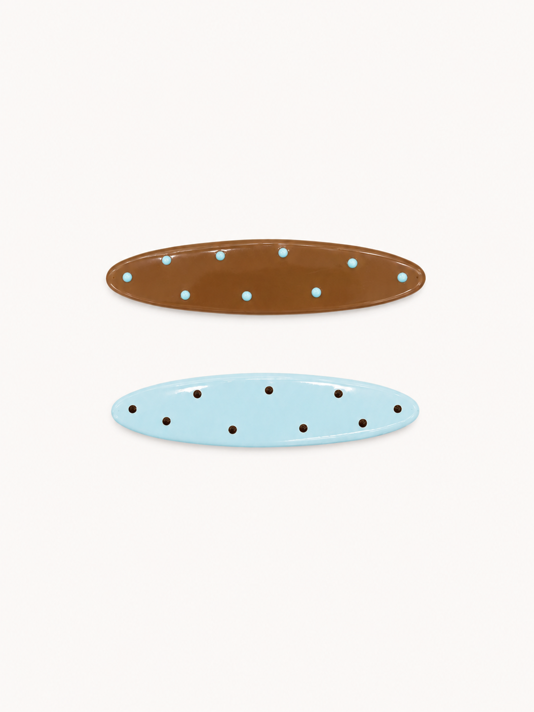 Mint Choco Polka Dot Hair Clip Set