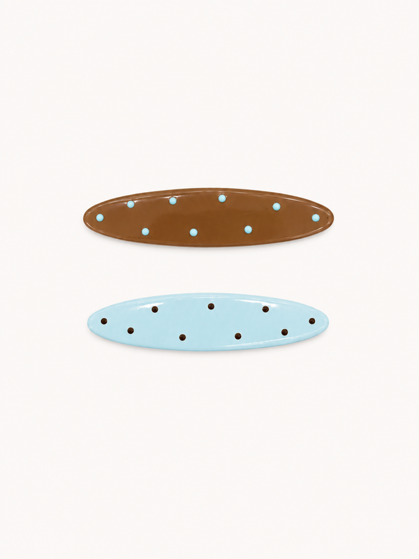 Mint Choco Polka Dot Hair Clip Set
